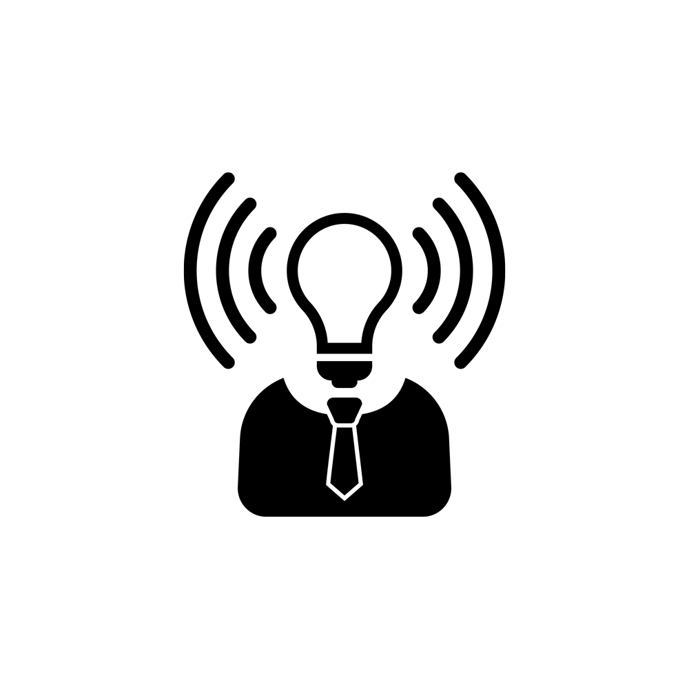 light bulb icon with wifi lines spreading outward to represent the spread of reach