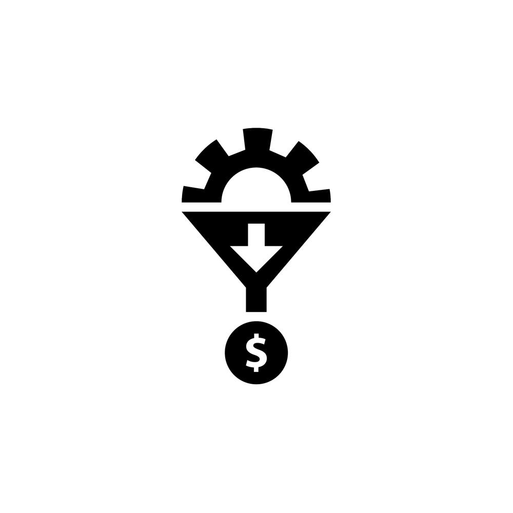 light bulb icon with gear and dollar sign